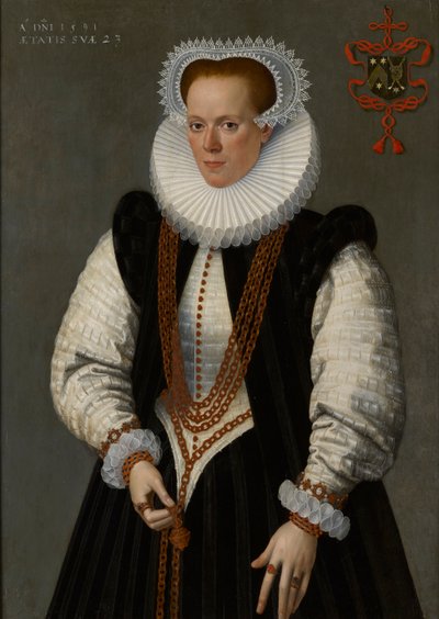 Portret van Marie de Huelstre, vrouw van Willem van Vyve door Frans Pourbus the Younger